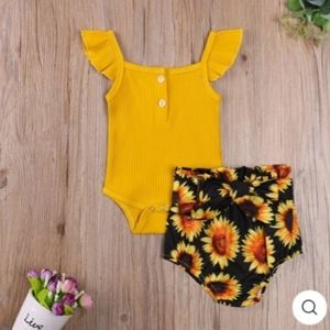 Baby girl ruffle sleeve bodysuit and shorts